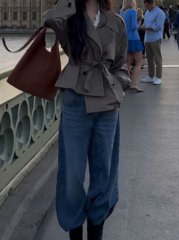 Palton trench scurt pentru femei, din amestec de bumbac, 50–70% bumbac, închidere dublă, mâneci lungi