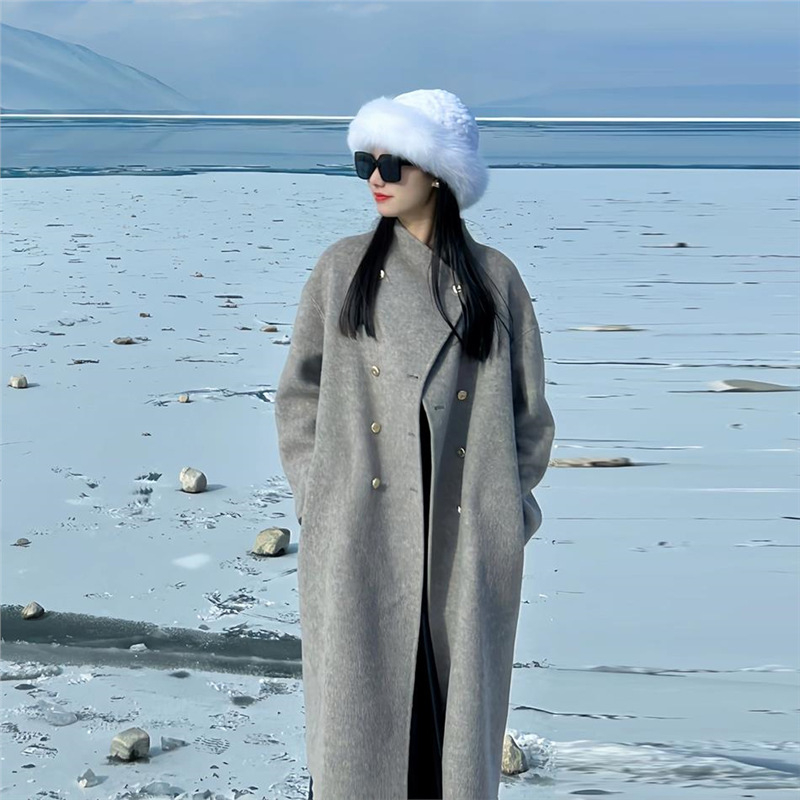 Geacă de damă din chenille, cu două fețe și guler înalt, primăvara 2025