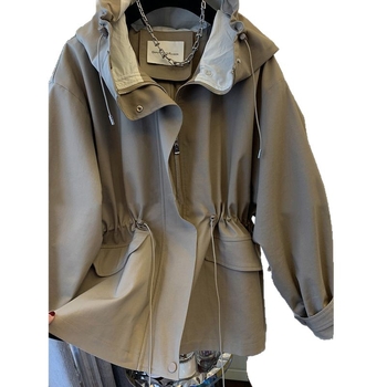 Geacă de lucru pentru femei, lungă, croială în A, guler înalt, ultra-subțire din poliester-elastan, stil lejer primăvară-toamnă