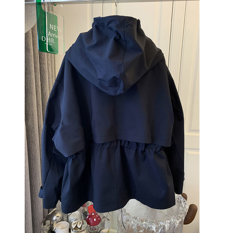 Geacă de lucru pentru femei, lungă, croială în A, guler înalt, ultra-subțire din poliester-elastan, stil lejer primăvară-toamnă