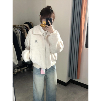 Jachetă din chenille cu amestec de spandex, croială slim, guler înalt, fără mâneci