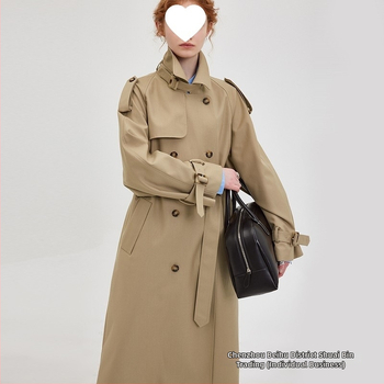 Γυναικείο παλτό τρανς με πόλο γιακά, διπλό κουμπί, ζώνη μέσης με κορδόνι, βαμβακι-chenille μίξη, μεσαίου μήκους, φθινοπωρο 2025