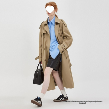 Γυναικείο παλτό τρανς με πόλο γιακά, διπλό κουμπί, ζώνη μέσης με κορδόνι, βαμβακι-chenille μίξη, μεσαίου μήκους, φθινοπωρο 2025