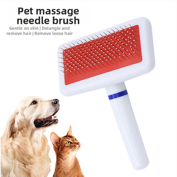 Pieptene pentru animale de companie, corp din plastic PP, ace din oțel inoxidabil și mâner din plastic, pentru câini și pisici