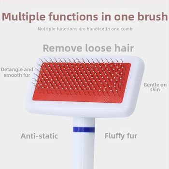 Pieptene pentru animale de companie, corp din plastic PP, ace din oțel inoxidabil și mâner din plastic, pentru câini și pisici