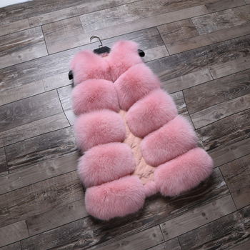 Жилет от изкуствена пух с имитация на лисица, средна дължина, кръгла яка, без ръкави, стил на знаменитост