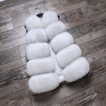 Жилет от изкуствена пух с имитация на лисица, средна дължина, кръгла яка, без ръкави, стил на знаменитост