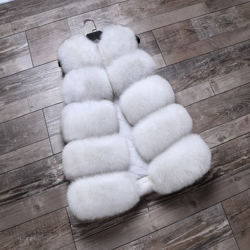 Жилет от изкуствена пух с имитация на лисица, средна дължина, кръгла яка, без ръкави, стил на знаменитост