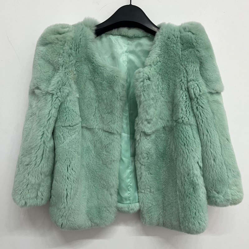 Top din blană de iepure pentru femei, scurt, fără mâneci, guler rotund, primăvara 2025