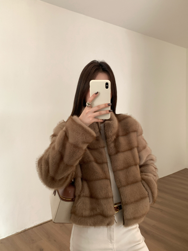 Dt etolie палто от изкуствена козина, стояща яка, полиестер, зима 2025