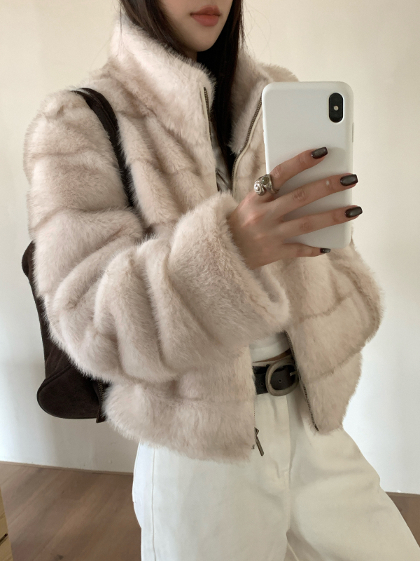 Dt etolie палто от изкуствена козина, стояща яка, полиестер, зима 2025