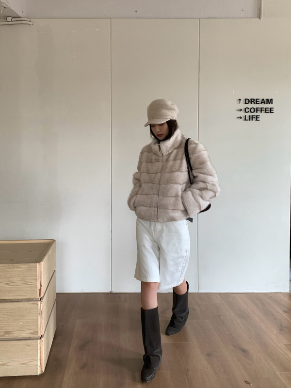 Dt etolie палто от изкуствена козина, стояща яка, полиестер, зима 2025