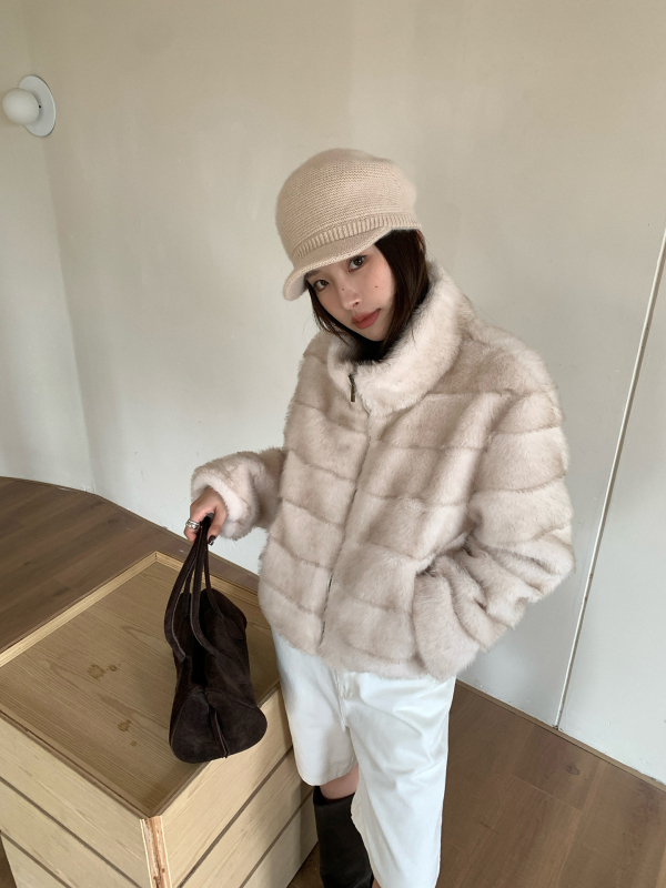 Dt etolie палто от изкуствена козина, стояща яка, полиестер, зима 2025