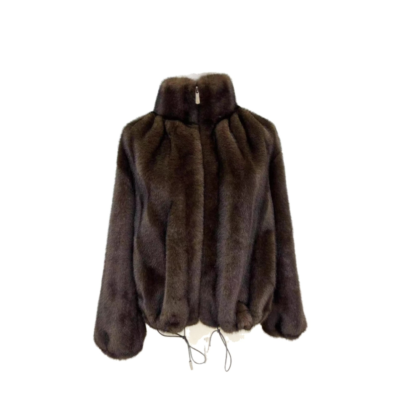 Palton din blană artificială pentru femei, țesătură Mink velvet cu căptușeală de velur, mâneci lungi, primăvara 2025