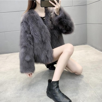 Ženski kratki kaput od umjetnog mink krzna, bez rukava, polo ovratnik, Chenille tkanina, Spandex ispod 30%