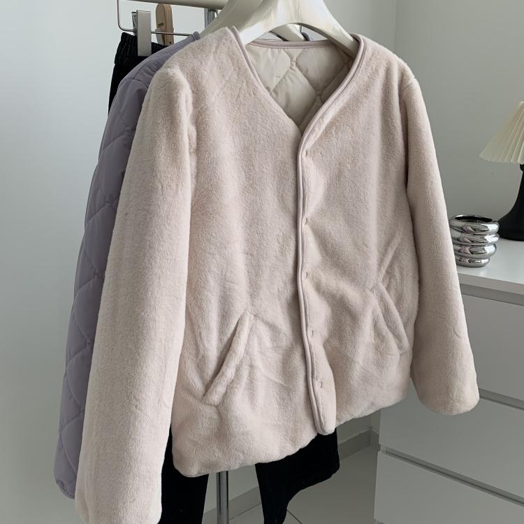 Palton de damă din poliester, croială lejeră, gros, guler polo