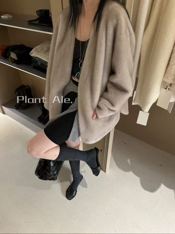 Lažni mink kaput, bez ovratnika, bez rukava, korejsko-japanski casual stil, zima 2025