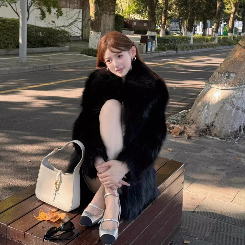 Kaput od umjetnog krzna, Yisheng Cardamom, srednje duljine, ženski elegantan gradski stil, zima 2025