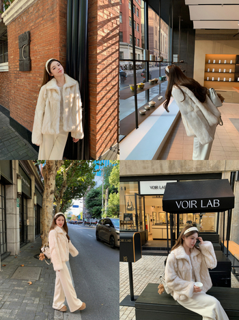 Női nyúl szőrme kabát, gallérral, hosszú ujjú, királyi nővér stílus, tél 2025.