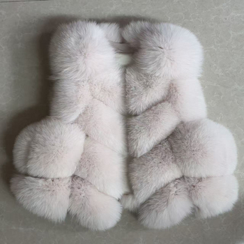 Vesta din blană de vulpe pentru femei, decolteu în V, fără mâneci, lungime scurtă, toamna 2025