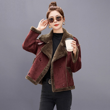 Kaput od deerskin velura s vunom izolacijom, pravilan kroj, dugi rukavi, jednostruko kopčanje, rever (Deerskin velvet; lamb-wool insulation; thick warmth; single-breasted; lapel)