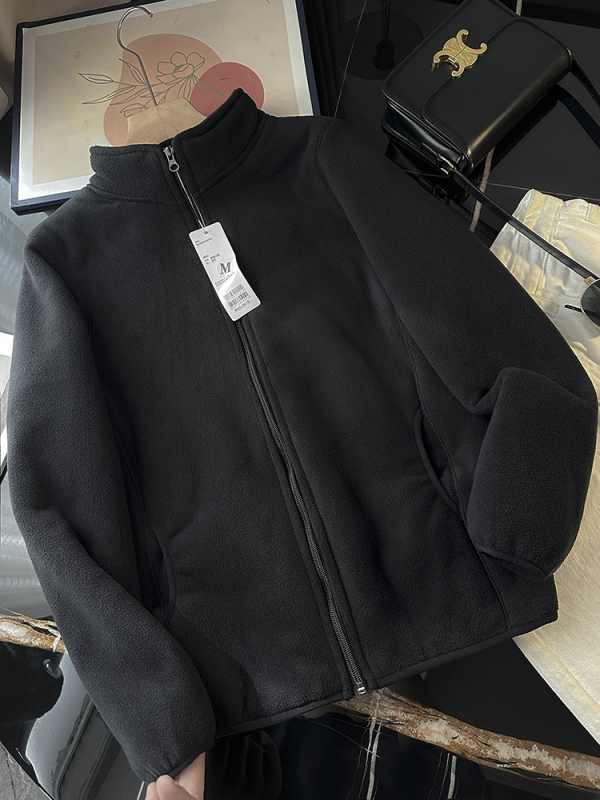 Polár fleece kabát dupla rétegű kivitelben, cipzáros záródás, álló gallér, lazán szabott