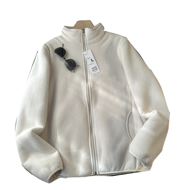 Polár fleece kabát dupla rétegű kivitelben, cipzáros záródás, álló gallér, lazán szabott