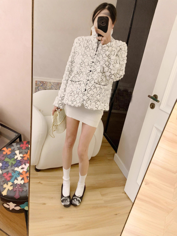 Palto din blană artificială cu paiete, stil Xiaoxiangfeng, guler stand, mâneci lungi, lungime medie