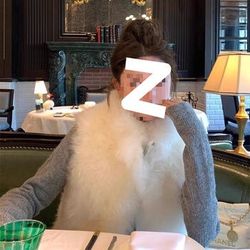 Vesta din blană de vulpe pentru femei, lungime ultra scurtă până la 40 cm, guler înalt, țesătură chenille cu spandex, primăvara 2025