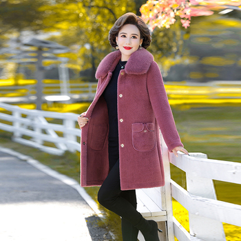 Sieviešu ziemas mētelis ar norkas kažokādas detaļu, poliesters >95%, bez gludināšanas, pilsētas stilā, Ziemas 2024