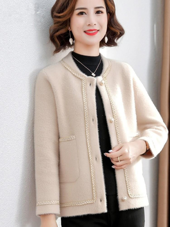 Sieviešu elegants adījuma kardigans, neilons 66% / poliester 34%, vienkrāsains raksts, garums 50–65 cm, izšūšana