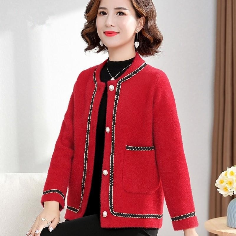 Sieviešu elegants adījuma kardigans, neilons 66% / poliester 34%, vienkrāsains raksts, garums 50–65 cm, izšūšana