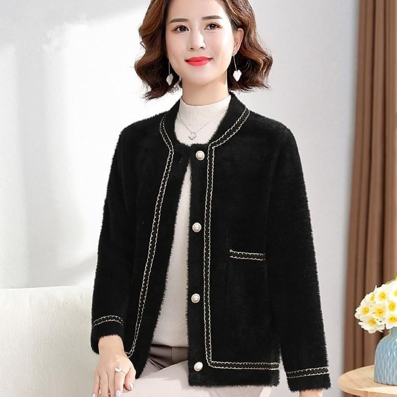 Sieviešu elegants adījuma kardigans, neilons 66% / poliester 34%, vienkrāsains raksts, garums 50–65 cm, izšūšana