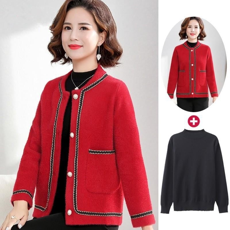 Sieviešu elegants adījuma kardigans, neilons 66% / poliester 34%, vienkrāsains raksts, garums 50–65 cm, izšūšana