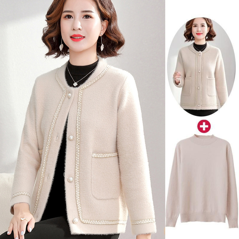 Sieviešu elegants adījuma kardigans, neilons 66% / poliester 34%, vienkrāsains raksts, garums 50–65 cm, izšūšana