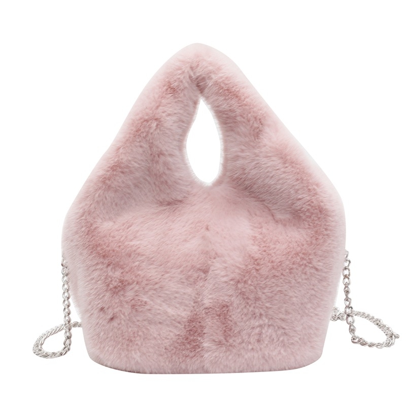 Geantă de umăr din pluș, tip bucket, închidere cu șnur, buzunar interior cu fermoar tip sandviș, căptușeală din poliester și bumbac, curea de umăr unică, stil stradal