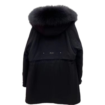 Γυναικείο γούνινο παλτό από τρίχωμα λαγού, με γιακά από γούνα αλεπούς, με αποσπώμενο εσωτερικό, μακριά μανίκια, ρετρό στυλ