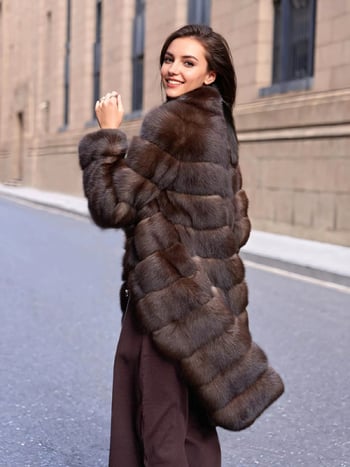 Женско дълго палто от изкуствена козина, елегантен градски стил, Hua Qixi, есен 2025