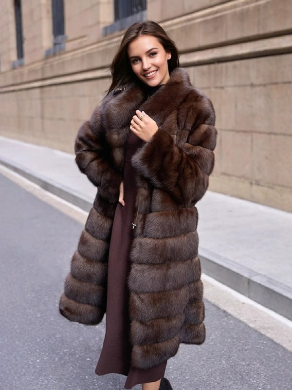 Женско дълго палто от изкуствена козина, елегантен градски стил, Hua Qixi, есен 2025