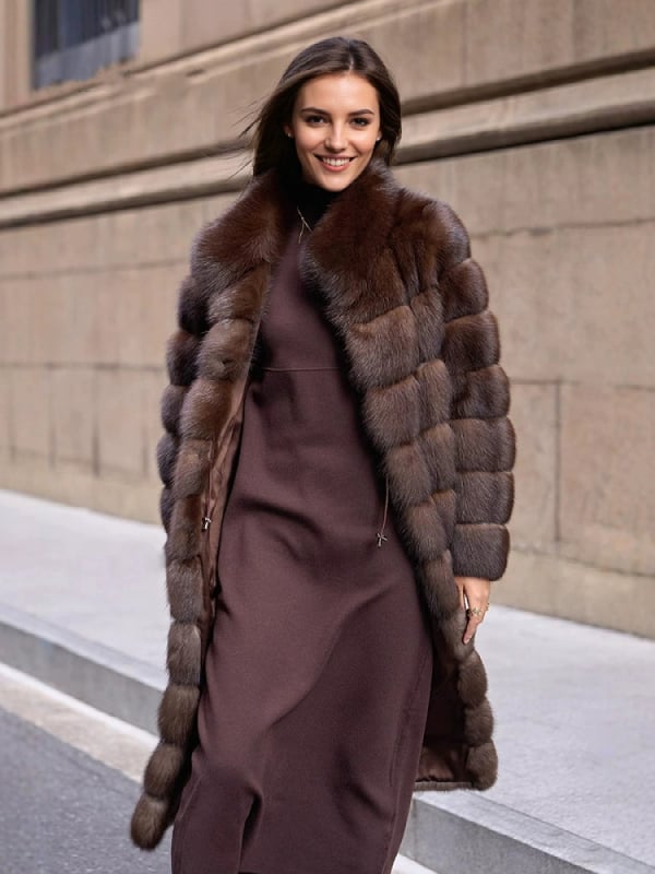 Женско дълго палто от изкуствена козина, елегантен градски стил, Hua Qixi, есен 2025