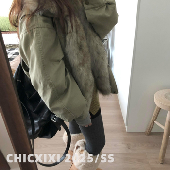 Damski parka jakna s velikim ovratnikom, dugi rukavi, Spandex tkanina