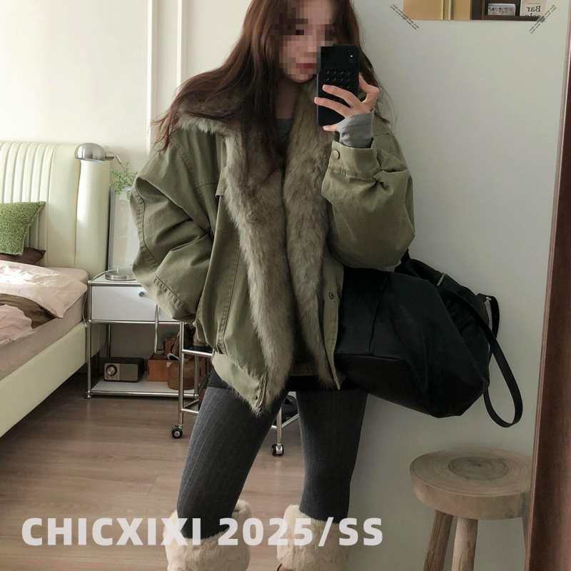 Damski parka jakna s velikim ovratnikom, dugi rukavi, Spandex tkanina
