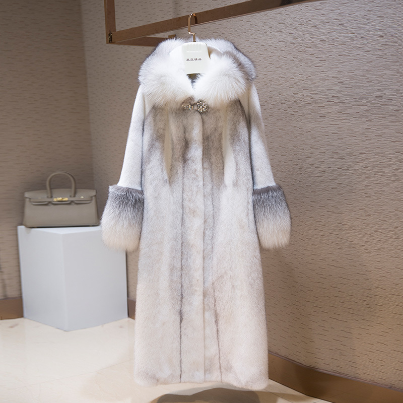 Παλτό γούνας με κουκούλα – συνθετική γούνα, μακρύ μήκος, μανίκια καμπάνα, Χειμώνας 2025, μάρκα Xue feina