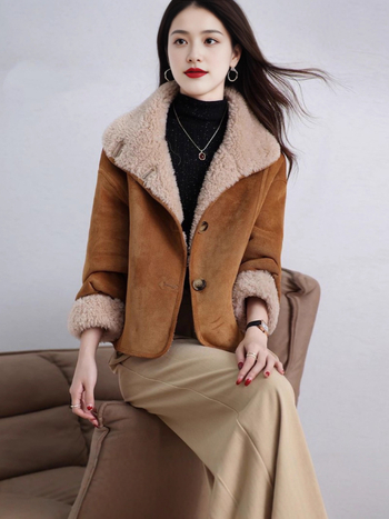 Ženska reverzibilna kratka jakna s krznom, zimska moda, topla i svestrana, casual
