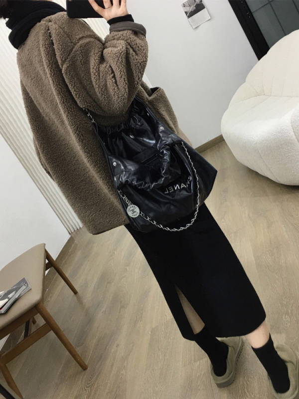 Jachetă din Chenille cu Spandex, croială lejeră, guler polo, închidere cu nasturi pe un rând, pentru femei