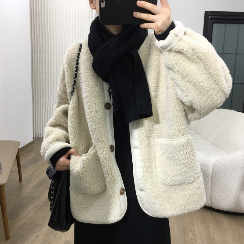 Jachetă din Chenille cu Spandex, croială lejeră, guler polo, închidere cu nasturi pe un rând, pentru femei