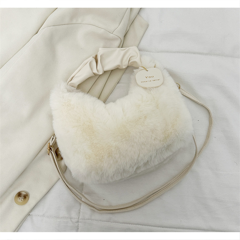 Shengbai pliš crossbody torba u dumpling stilu, kožna podstava, zatvarač, trodimenzionalni oblik, svakodnevno nošenje za žene
