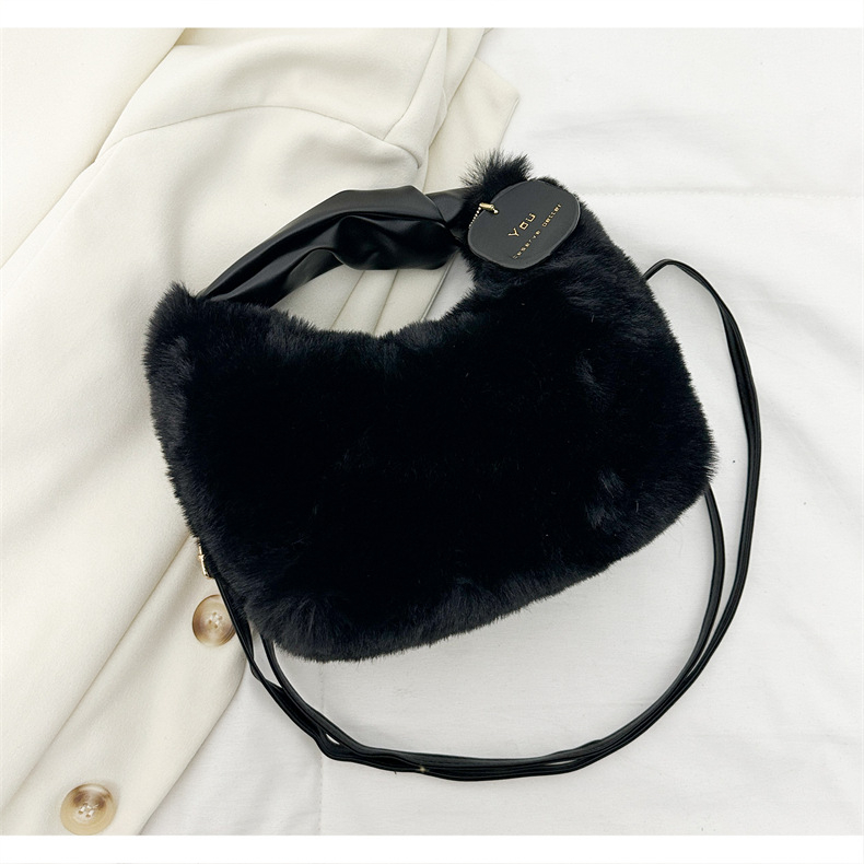 Shengbai pliš crossbody torba u dumpling stilu, kožna podstava, zatvarač, trodimenzionalni oblik, svakodnevno nošenje za žene