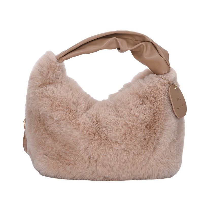 Shengbai pliš crossbody torba u dumpling stilu, kožna podstava, zatvarač, trodimenzionalni oblik, svakodnevno nošenje za žene