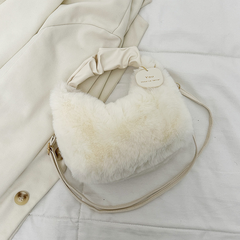 Shengbai pliš crossbody torba u dumpling stilu, kožna podstava, zatvarač, trodimenzionalni oblik, svakodnevno nošenje za žene